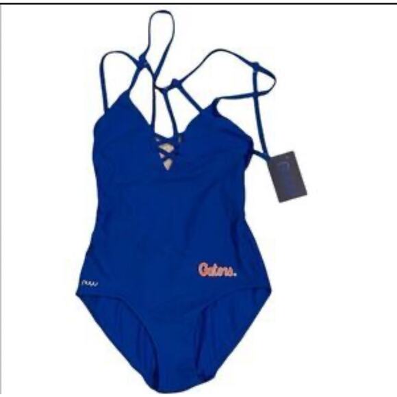 Nuyu Florida Gators One piece Blue Criss Cross Bathing Suit Swim S New $65 - Picture 1 of 4